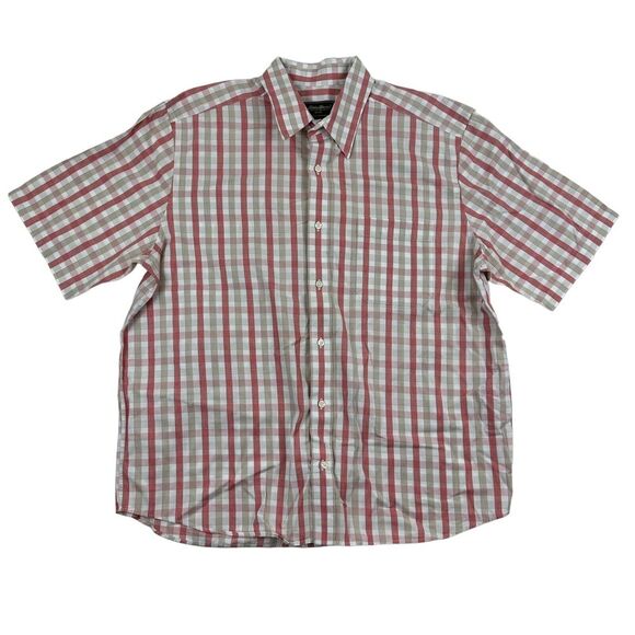 Eddie Bauer Men's White Coral Tan S/S Button Up Casual Shirt Men's Sz XL - Picture 1 of 6